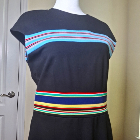 NWT Diane Von Furstenberg Hadlie Black Stripe Midi Sheath Workwear Dress Sz 8 - Picture 10 of 15